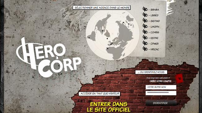 L'écran d'accueil du site officiel de Hero Corp