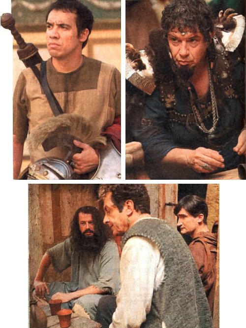 Arthur, Léodagan, Merlin, le Maître d'armes et le Père Blaise à Rome